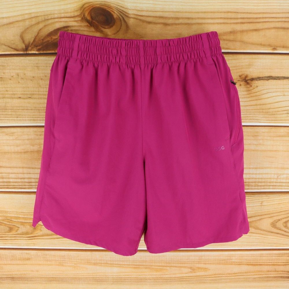 DSG Casual Athletic Shorts Womens Size M Dark Pink Elastic Waist Zipper Pocket
